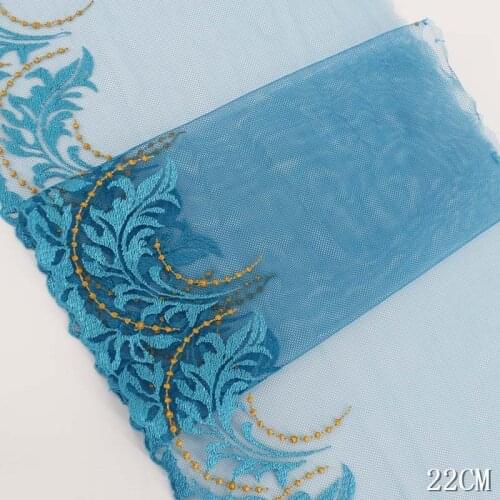 28Yards Lace Fabric Trimming Embroidery Blue Skin Ribbon Edge Trim For Sofa Wedding Dresses Head Veil DIY Sewing Supplies