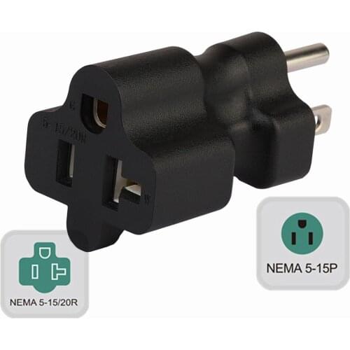 5-15P TO 5-15/20R Connector,Nema US 5-15P TO 5-20R Connector Converter Male To Female Socket Conversion Plug