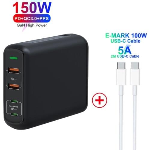 4 Port 150W PD Quick Charge QC4.0 3.0 USB-C Adapter Wall Travel Mobile Phone Adapter Fast Charger For iPhone Xiaomi Huawei