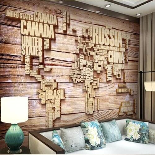 Beibehang Custom large wall painter with English letters three-dimensional wood grain background wall wallpaper papel de parede