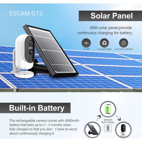 2MP 1080P Wire-Free Solar Power/Battery IP Camera Long Time Standby Home Security alarm System