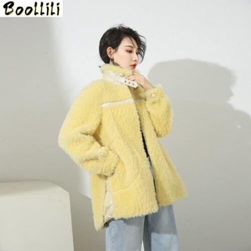Boollili Sheep Shearing Real Fur Coat 100% Wool Jacket Women Clothes 2020 Autumn Winter Coat Women Korean Fashion Fur Tops