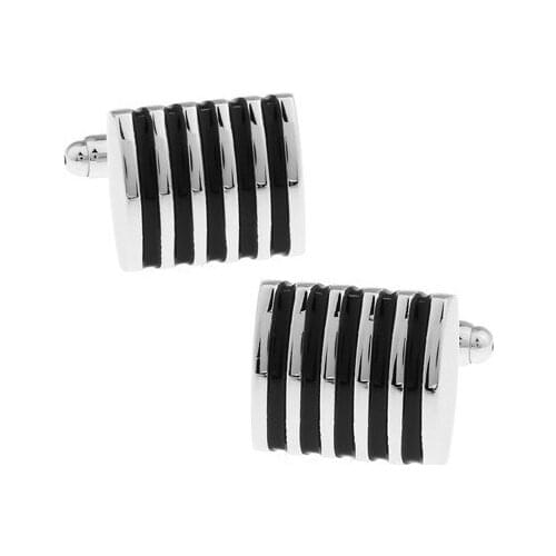 C-MAN Luxury shirt Black stripes cufflink for mens Brand cuff buttons cuff links High Quality Silvery abotoaduras Jewelry