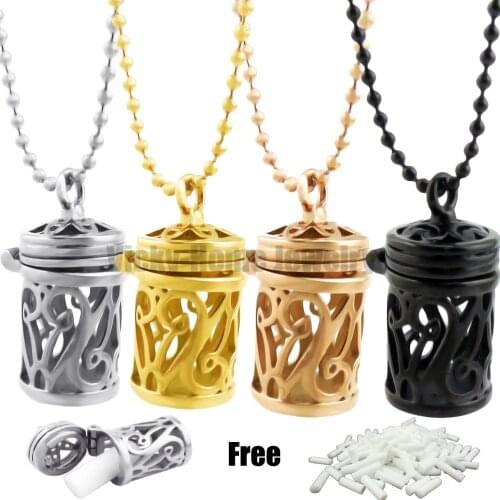 Chains as Gift! 22mm*13mm*11mm Heart Steel Essential Oils Cage Diffuser Locket Perfume Aroma Locket Made by 316L Stainless Steel