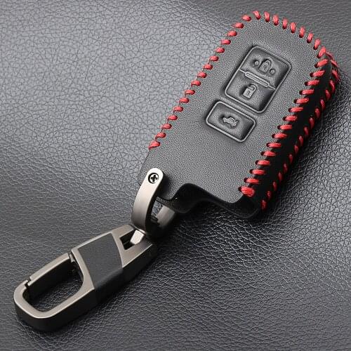 Black Leather Car Key Cover Case Bag Holder Shell For Toyota Camry RAV4 Avalon auris 3 Buttons Smart Car key