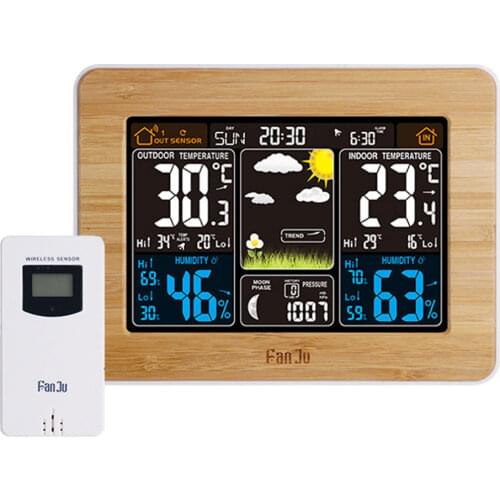 Digital Weather Forecast Alarm Clock Wireless Weather Station with Sensor LCD Display Indoor/Outdoor Temperature Humidity Clocks