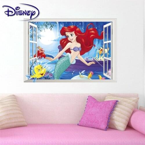 Disney lovely Cartoon Mermaid Princess Stickers kids rooms decor Stickers Classic Toy gift 3D sticker