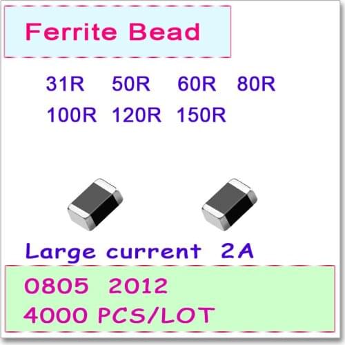 JASNPROSMA 0805/2012 100MHZ 4000PCS 2A Large current SMD Ferrite Bead 31R 50R 60R 80R 100R 120R 150R 25% SMD OHM FB High quality