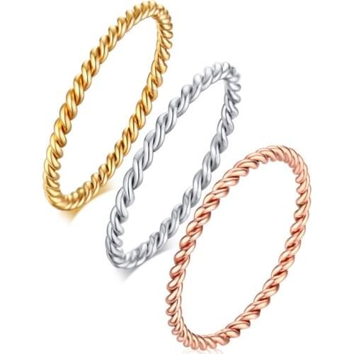 Japanese and Korean Trendy Small Fresh Ring for Women Gold/Rose Silver Color Thin Twisted Tail Rings Female Jewelry wholesa