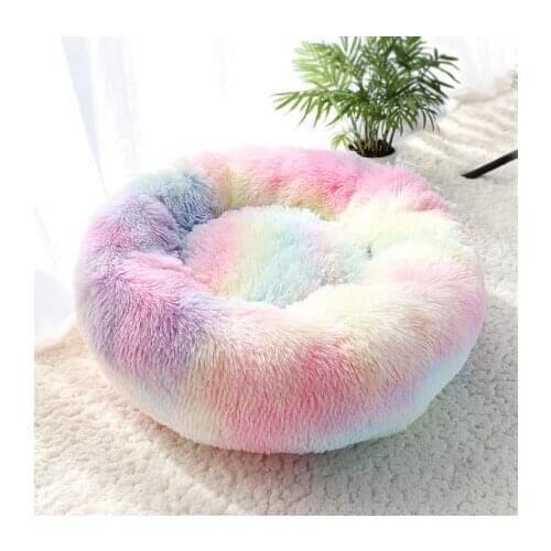 Pet Dog Bed Warm Fleece Round Dog Kennel House Long Plush Winter Pets Dog Beds For Medium Large Dogs Cats Soft Sofa Cushion Mats