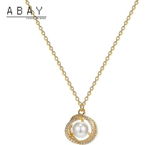 Fashion Titanium Steel Hollowed Out Bird Nest Pearl Necklace Women New Simple Cat Eye Star Design Advanced Clavicle Chain Trend