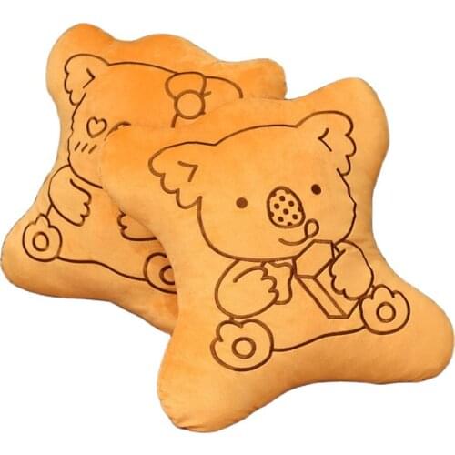 Koalas Pattern Cookie Biscuit Shape Stuffed Throw Pillow Cute Koala Printed Food Sofa Cushion Bed Waist Pillow For Kids Birthday