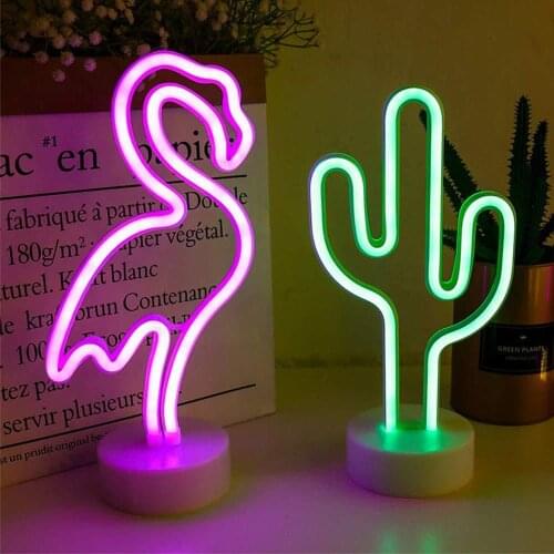 Led Neon Light Sign Ins Rainbow Holiday Xmas Party Wedding Decorations Kids Room Home Decor Flamingo Moon Unicorn Neon Lamp