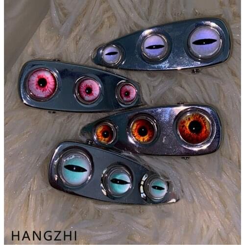 HANGZHI 2021 New Trendy Retro Individual Color Transparent Glass Eyeball Metal Hair Clip Hairpin Fashion Jewelry for Women Girls
