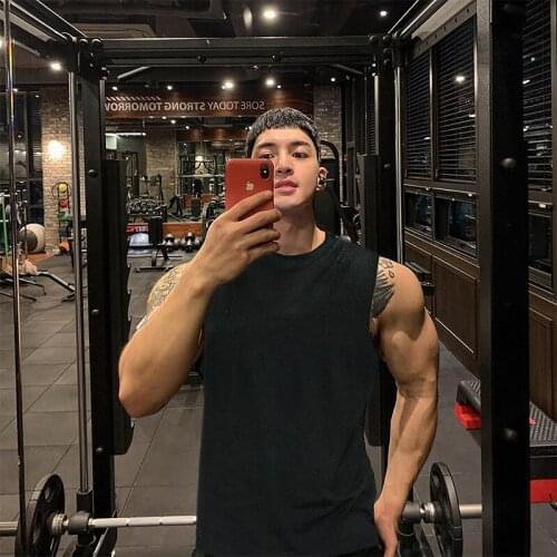New Fashion Summer Cotton Sleeveless Shirts Tank Top Men Fitness Mens Singlet Bodybuilding Workout Gym Clothing