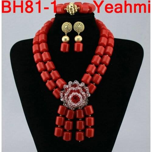Lovely Handmade Lace Jewlery Crystal African Beaded Jewelry Sets Nigerian Party Beads Necklace Set Free Shipping BH81-2