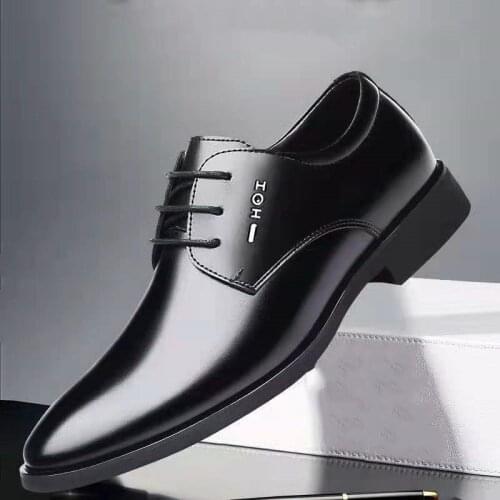 Pointed Luxury Business Leather Shoes Casual Dress Shoes 2021 New Non-slip British Style Business Office Party Wedding Men Shoes