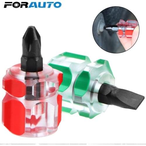 FORAUTO Slotted Screwdriver Short Small Split Car Fender Repair Tools Phillips Screwdriver Mini Repair Hand Tools