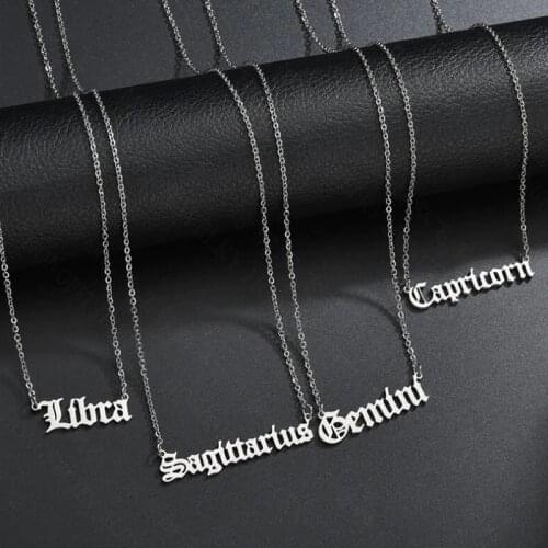 Personalize Jewelry Libra Scorpio Zodiac Sign Astrology Necklace Star Sign 12 Constellation Letter Necklaces Pendants Birthday