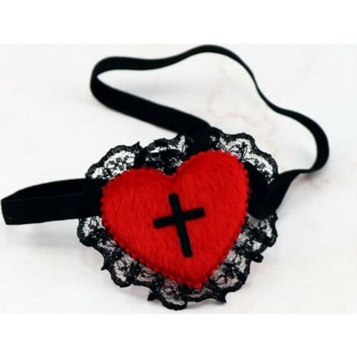 Gothic Girls Red Heart Black Cross Eyepatch Cosplay Eye Patch