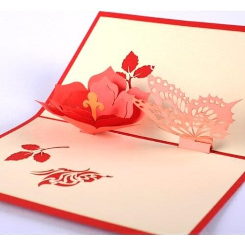 Qubiclife Valentines Day greeting card cube life butterfly flower creative handmade three-dimensional customized wholesale