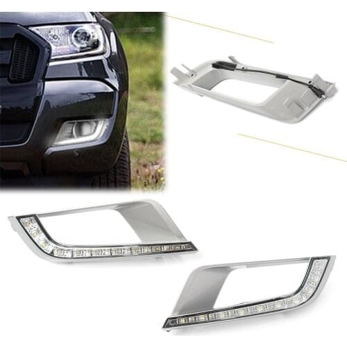 Car Front Bumper Fog Lamp For Ford Ranger 2015-2016 LED DRL Daytime Running Turn Signal Lights Left + Right 2Pcs