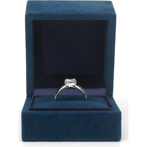 Retro Blue Flannel Square Multifunctional Jewelry Box Ring Necklace Earrings Display 4 Piece Set Of Good Quality And Low Price