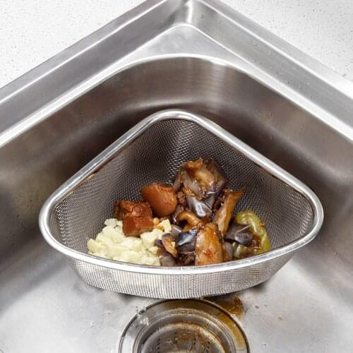 Kitchen Sink Drain Basket Stainless Steel Triangle Food Vegetables Peel Egg Filter Storage Organizer Kitchen Shelf Rack Drainier