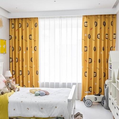 Modern and Simple Childrens Playground Cartoon Printed Curtains Finished Custom Shading Curtains for Living Dining Room Bedroom