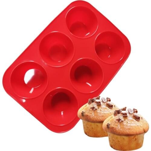 Teyaao 6 hole muffin pan Silicone Metal Non-Stick 6 Cups Cupcake Baking Tray Mousse Cake Mold bakeware Muffin Pan