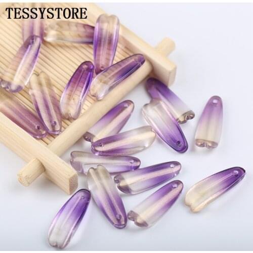 10g/10pcs Elongated Petals Lampwork Beads Multi Color Glass Beads For Jewelry Making Handmade DIY Hair Accessories