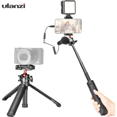 Ulanzi MT-41 Mini Desktop Tripod Extendable Handle Grip with Phone Clip Rotatable Ball Head for Smartphone Camera Live Streaming