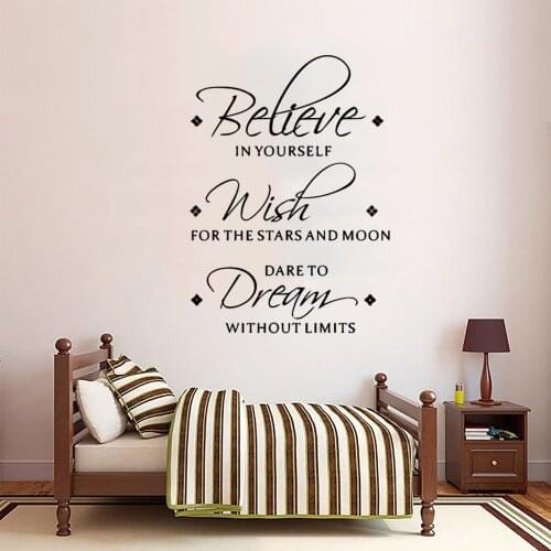 Cartoon believe Text Wall Sticker Vinyl Art Home Decor For Kids Rooms Decoration Sticker Mural