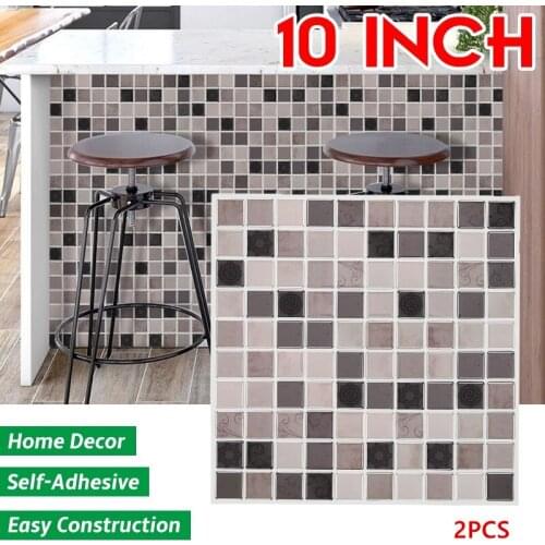 2Pcs 10Inch Waterproof Self-adhesive Tile Wall Stickers Non-slip Kitchen Bathroom Wallpaper