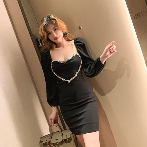 2021 Summer New Womens Design Sense Rhinestone Love Black Dress Bag Hip