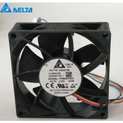 1pcs FFB0812XH 8025 80mm 80*80*25mm DC 12V 2A 4-Pin powerful Pwm axial server cooling fan