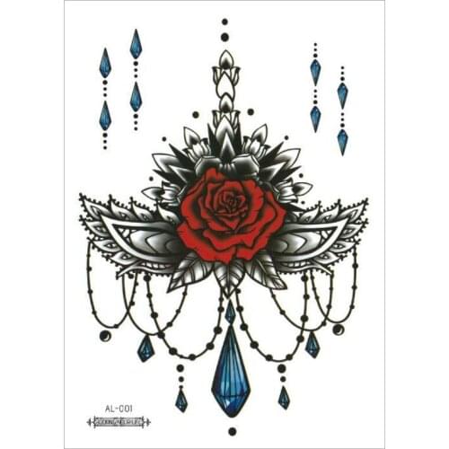 1 PIECE Sexy Chest Back or Sternum Body Classic Henna Lotus Flower Waterproof Temporary Tattoo Body Art T1866