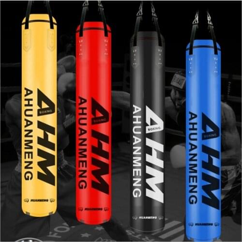 120cm KickBoxing Sandbag PU Leather Boxing Punching Bag MMA Thai Taekwonda Sanda Boxing Fitness Sandbag for Men Pressure Relief