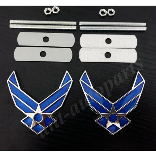 2pcs Metal U.S. Air Force USAF Hap Arnold Wings Car Front Grille Emblem Badge