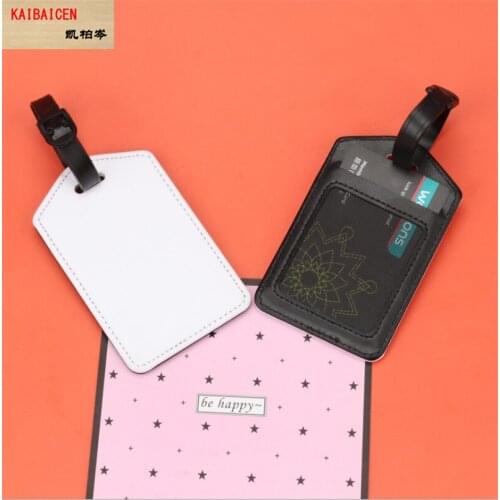 20pcs/lot Blank Sublimation PU Leather baggage tag Holder for Hot transfer Printing Leather Blank DIY with card bag products