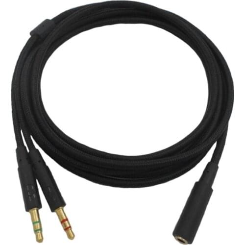 2021 New 3.5mm Universal 2 in 1 Gaming Headset Audio- Extend Cable For HyperX Cloud II/Alpha-/Cloud Flight/Core Headphone