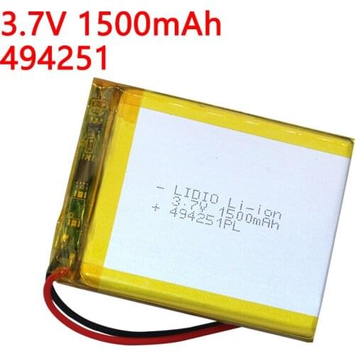 3.7V 1500mah lithium polymer battery 494251 4.2v for navigation GPS driving recorder Solar toys batteries
