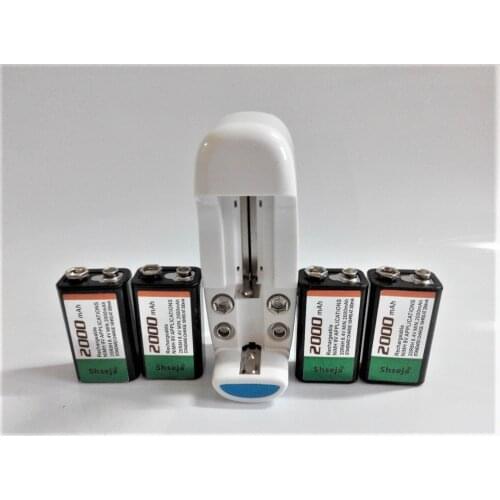 4PCS 2000mAh 9V rechargeable battery 9 volt Ni-MH battery + AA AAA Batteries 9V 6F22 Battery Smart Charger