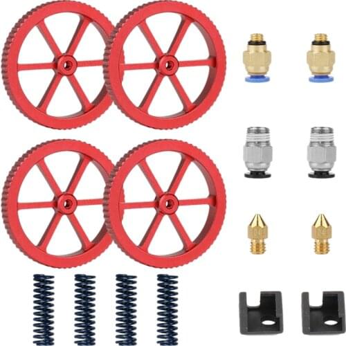 4PCS Metal Hand Twist Leveling Nut with Hot Bed Die Springs Two Silicone Cover 0.4mm Nozzle Kits for 3D Printer