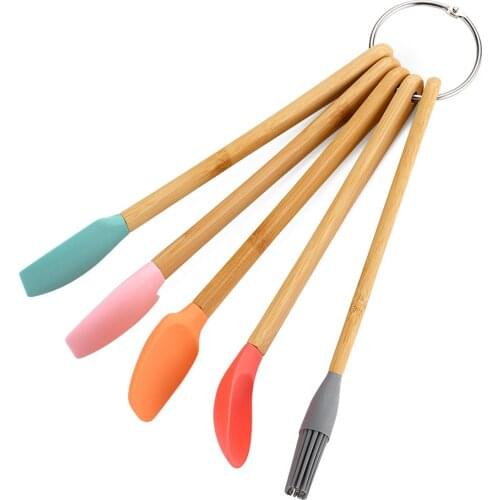 5Pcs Silicone Mini Spatula Spoon Brush Set Heat-Resistant Non-Stick Utensils Set for Pastry Baking Kitchen Cooking Oil Brush