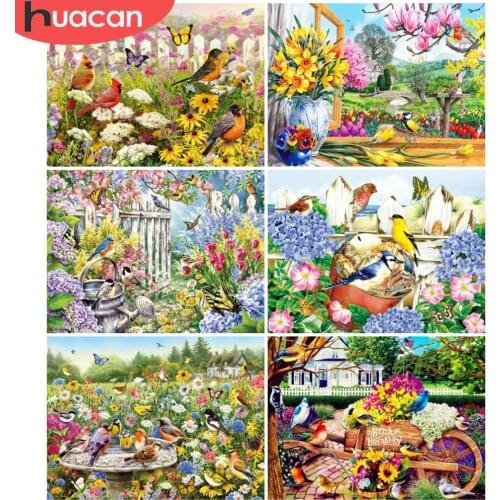 HUACAN Diamond Painting Animal Birds Full Square/Round Diamond Embroidery Garden Mosaic Home Art Wall Stickers