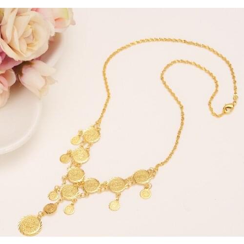 Bangrui Arabian Coin Jewelry Gold Color Middle East Necklace ,Islam Vintage Coins set Wedd /Israel/Turkey/Egypt