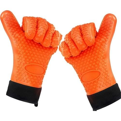 BBQ Gloves Grilling Glove - Waterproof Silicone Grill Gloves Heat Resistant Oven Mitts - Oil-Proof Potholders 1 Pair