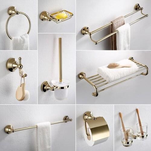 Dimon German Northern Europe Brushed Brass Gold Pure Copper Bath Towel Holder Towel Rack Toilet Rack Bathroom Hardware