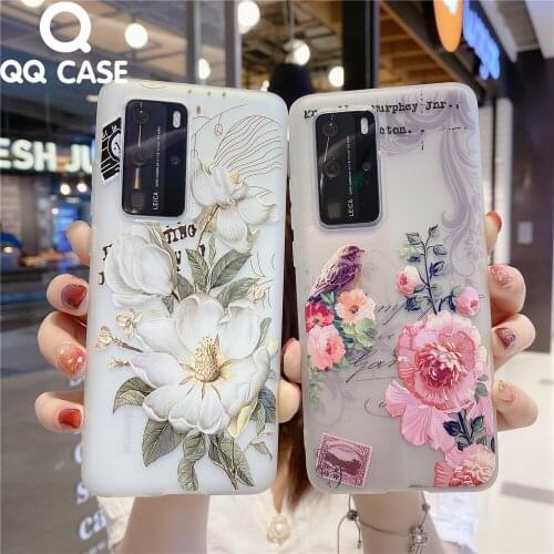 3D Luxury Flower Case For Huawei P20 P30 P40 Mate 10 20 30 Pro Lite Nova 3 3i 3E 4 4E 5Z 6SE Soft Matte Print Shockproof Case